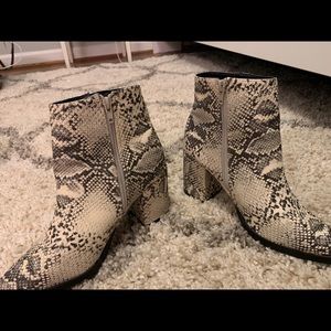 Snakeskin booties